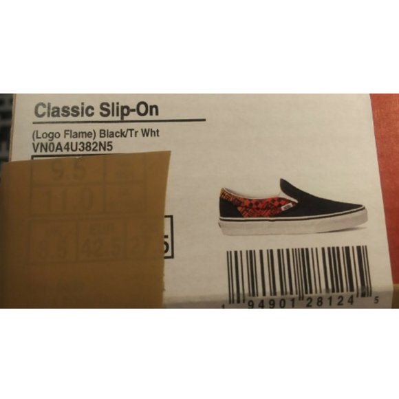 Vans Classic Slip- On (Logo Flame) Men\'s Black/ White Men\'s 11.5 VN0A4U382N5 main image 4
